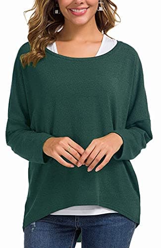 UGET Women's Oversized Batwing Sleeve Pullover Casual Top