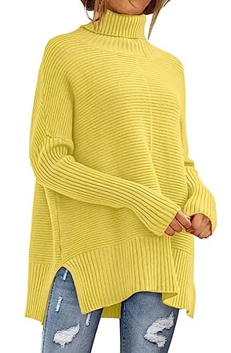 ANRABESS Women's Oversized Turtleneck Batwing Sleeve Knit Tunic Sweater 2024 Trend