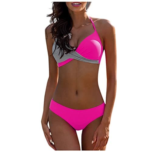 Maidsgop Women's High Waist Tankini Swimsuit Printed Bikini Set Comfortable Padded Bras