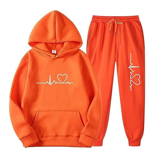 Lastesso Women's Funny Heart Print Baggy Jogger Set with Pockets
