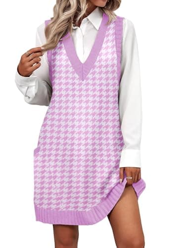 Zeagoo Women's V-Neck Knitted Sweater Dress with Pockets