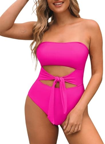 Pink Queen Women's Removable Strap Cutout High-Waist One-Piece Bathing Suit