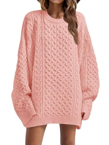 Saodimallsu Women's Oversized Chunky Cable Knit Long Sleeve Tunic Tops