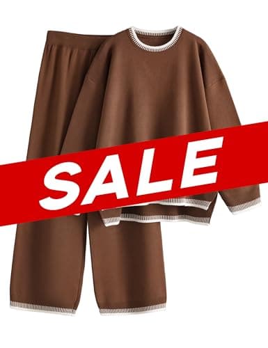 Lentta Women's Long Sleeve Knit Sweater & Wide Leg Pants Lounge Set