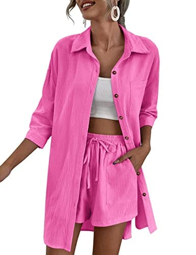 Zeagoo Women's Lounge Outfit Set: High-Low Shirt & Drawstring Shorts