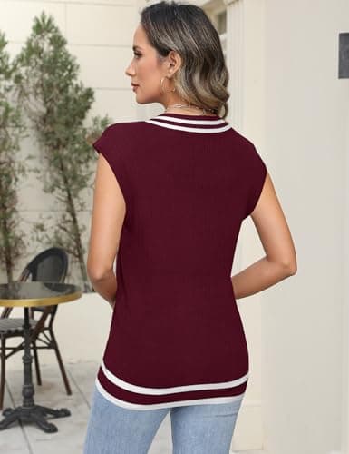 Lomens Women's V-Neck Cable Knit Sweater Vest