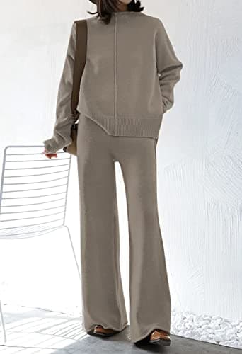 TOLENY Women's Casual Lounge Sets -Crew Pullover & Wide Leg Pants