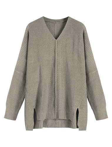 ZAFUL Women's Oversized V-Neck Long Sleeve Knit Sweater Trends Fall 2024