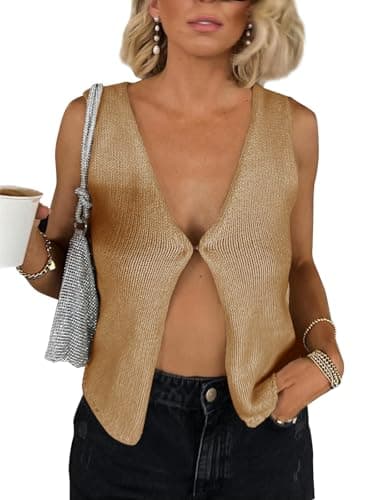 BZB Women's Summer Crochet Sleeveless Sweater Vest