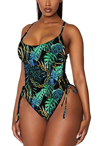 Viottiset Women's Ruched High Cut Tummy Control One Piece Bathing Suit