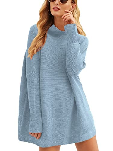 ANRABESS Women's Oversized Casual Long Sleeve Turtleneck Knit Tunic Sweaters 2024 Fall