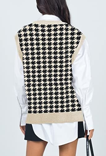 Viottiset Women's Oversized V-Neck Fuzzy Sweater Vest