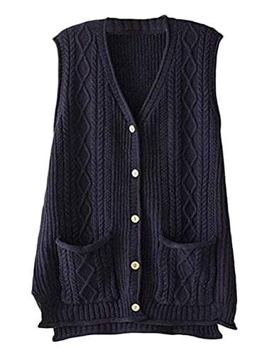 FTCayanz Women's Cable Knit Button Down Sweater Vest Outwear