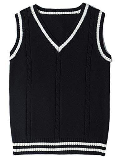 Gihuo Women's V-Neck Knitted School Uniform Tops