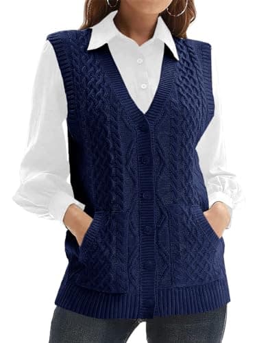 NIUBIA Women's V-Neck Knit Sleeveless Cardigan Sweater with Pocket