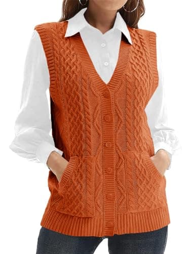 NIUBIA Women's V-Neck Knit Sleeveless Cardigan Sweater with Pocket