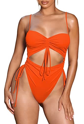 Viottiset Women's Cut-Out Drawstring Cheeky One-Piece Swimsuit