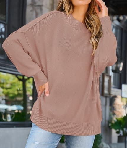 ZESICA Women's Casual Oversized Long Sleeve Ribbed Knit Pullover Sweater Tops