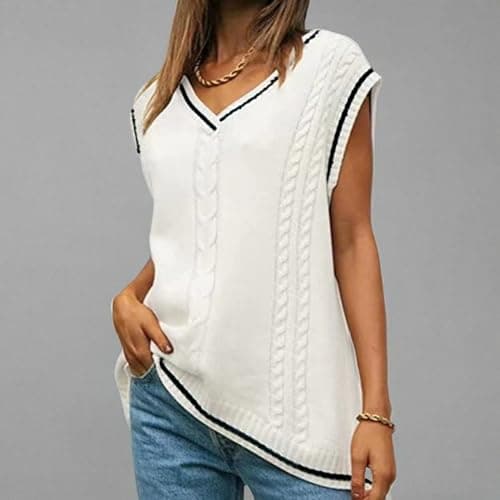 Women's Preppy Argyle Plaid Sleeveless Sweater Vest Casual Tank Top