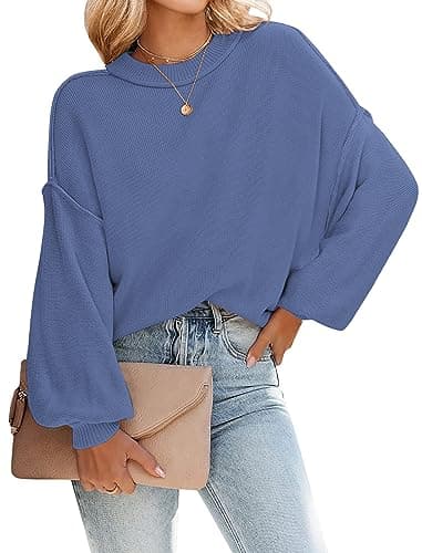 Soucrat Women's 2023 Fall Batwing Oversized Knit Sweater Trendy Side Slit