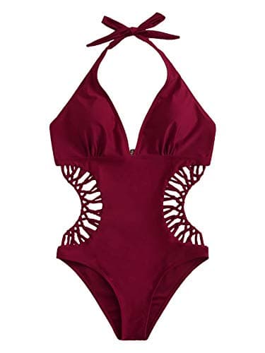 Women's Deep V Neck Cutout Monokini Swimsuit