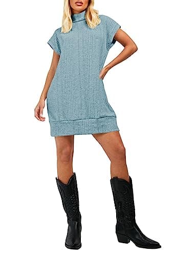 Women's Oversized Turtleneck Sweater Vest Dress