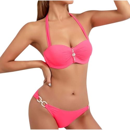 Cethrio Plus Size Cheeky Halter Swimsuit Two-Piece Bikini Set