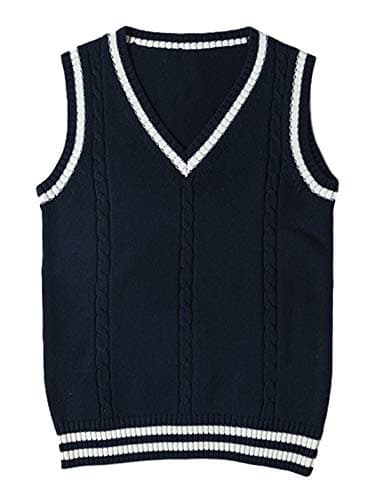 Gihuo Women's V-Neck Knitted School Uniform Tops