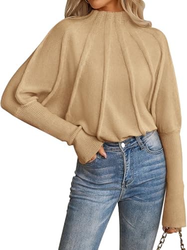 NALANISA Oversized Knit Batwing Sleeve Sweater for Women Trendy Pullover