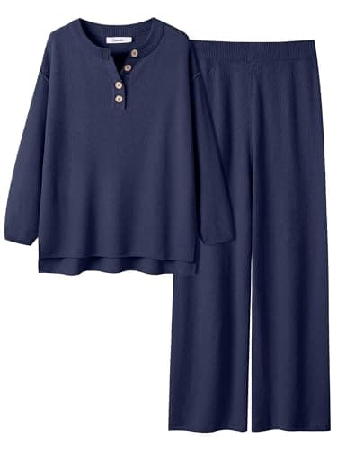 Oversized Lounge Sets Matching Waffle Knit Casual Outfit 2024 Travel Clothing