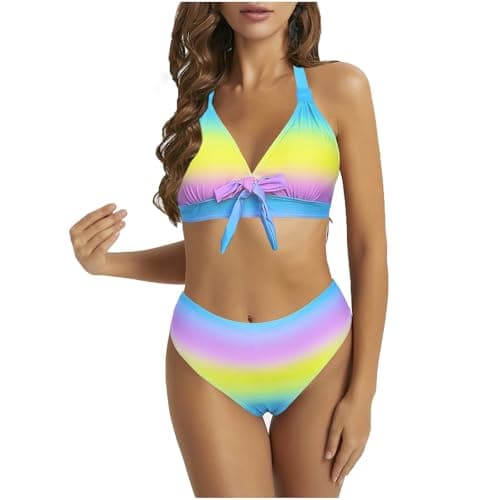 Cethrio Plus Size Vintage Printed Tummy Control Bikini Set