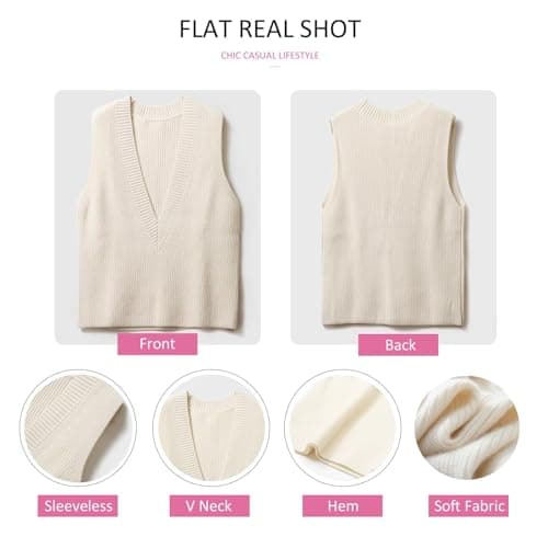Blostirno Women's V-Neck Knit Sweater Vest Tops