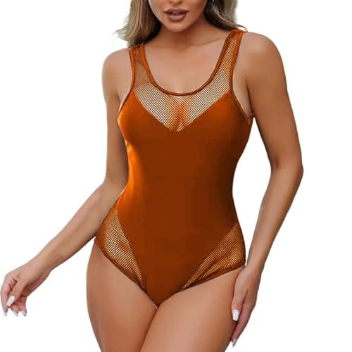 High Waisted Tummy Control Fishnet Swimsuit for Women Summer 2025