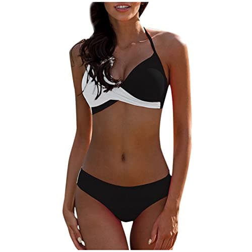 Maidsgop Women's High Waist Tankini Swimsuit Printed Bikini Set Comfortable Padded Bras