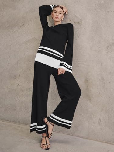 Yousify 2024 Women's Oversized Striped Sweater Sets