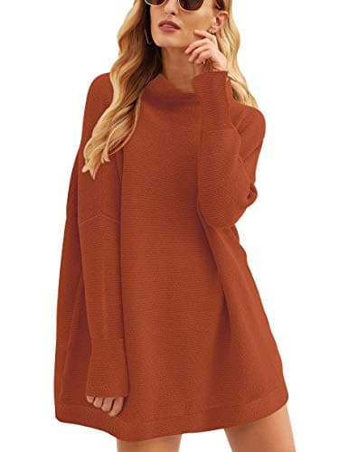 ANRABESS Women's Oversized Casual Long Sleeve Turtleneck Knit Tunic Sweaters 2024 Fall