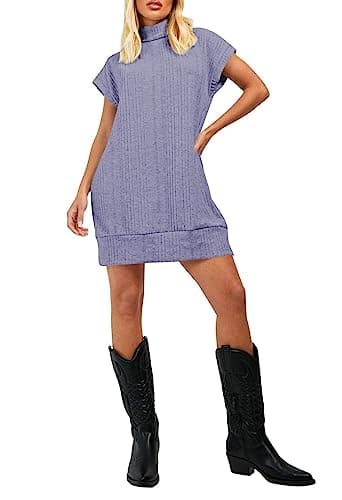 Women's Oversized Turtleneck Sweater Vest Dress