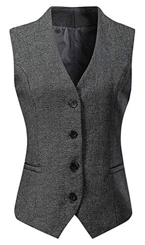 V VOCNI Women's Lined 4-Button V-Neck Dress Suit Vest