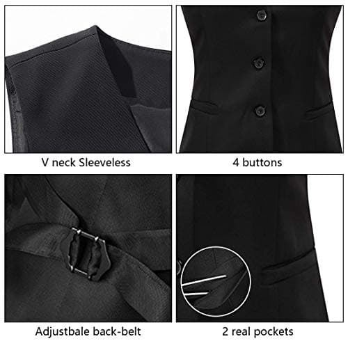 V VOCNI Women's Lined 4-Button V-Neck Dress Suit Vest