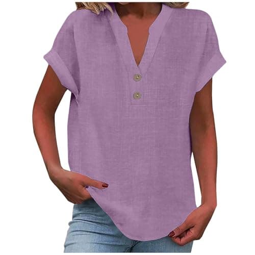 Lightweight Linen Shirts for Women Summer Casual Tops
