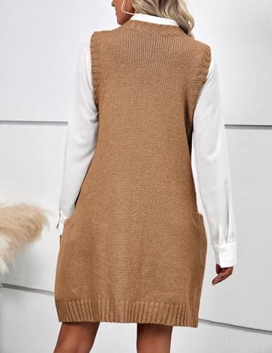 HOTOUCH Women's Oversized V-Neck Sweater Vest with Pockets