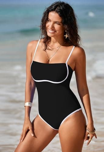 Pink Queen Women's One Piece Spaghetti Straps Square Neck Swimsuit