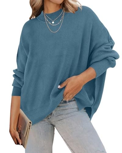 ZESICA Women's Casual Oversized Long Sleeve Ribbed Knit Pullover Sweater Tops
