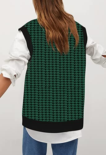 Oversized Houndstooth Sweater Vest for Women