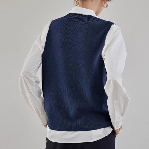 ZUEVI Women's V-Neck Crop Knit Sweater Vest Casual Trendy