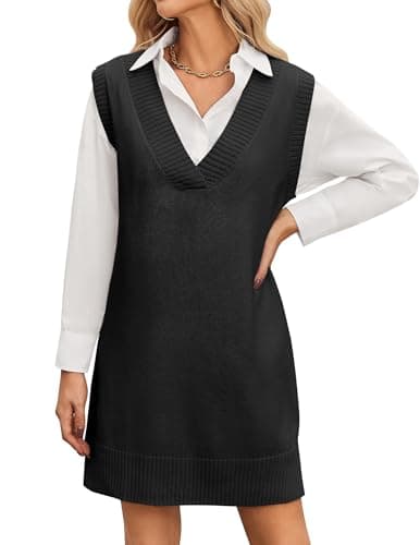Zeagoo Women's Oversized V Neck Sweater Vest Dress