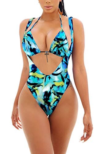 Viottiset Women's Halter Brazilian High Cut Push-Up Bikini Set