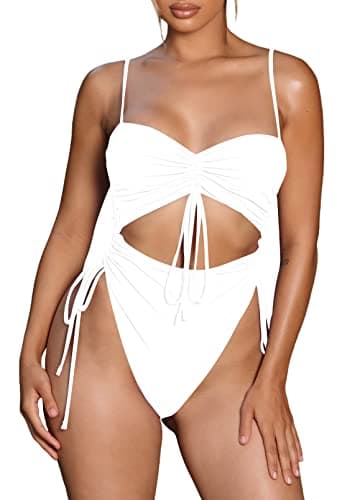Viottiset Women's Cut-Out Drawstring Cheeky One-Piece Swimsuit