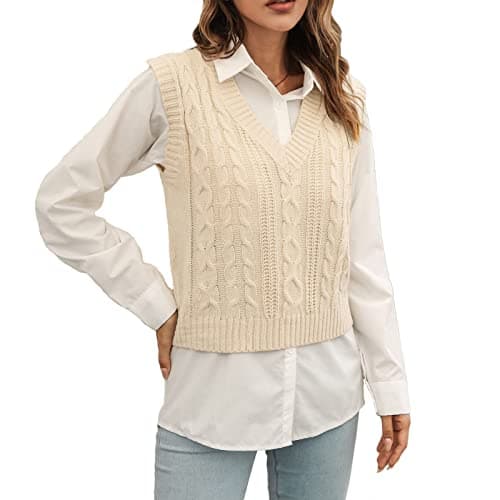 Jinghuiyue Women's Classic V-Neck Stripe Knit Sleeveless Top