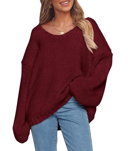 PRETTYGARDEN Women's Chunky Oversized V-Neck Knit Sweater